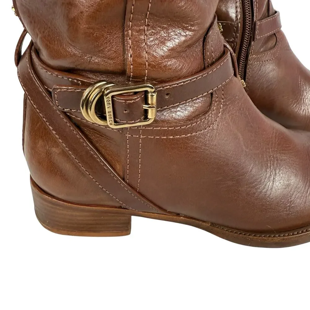 Tory Burch Calista Riding Leather Boots Size 8